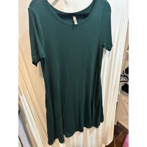 Korsis Women's Green Short‎ Sleeve T-Shirt Dress Casual Comfort